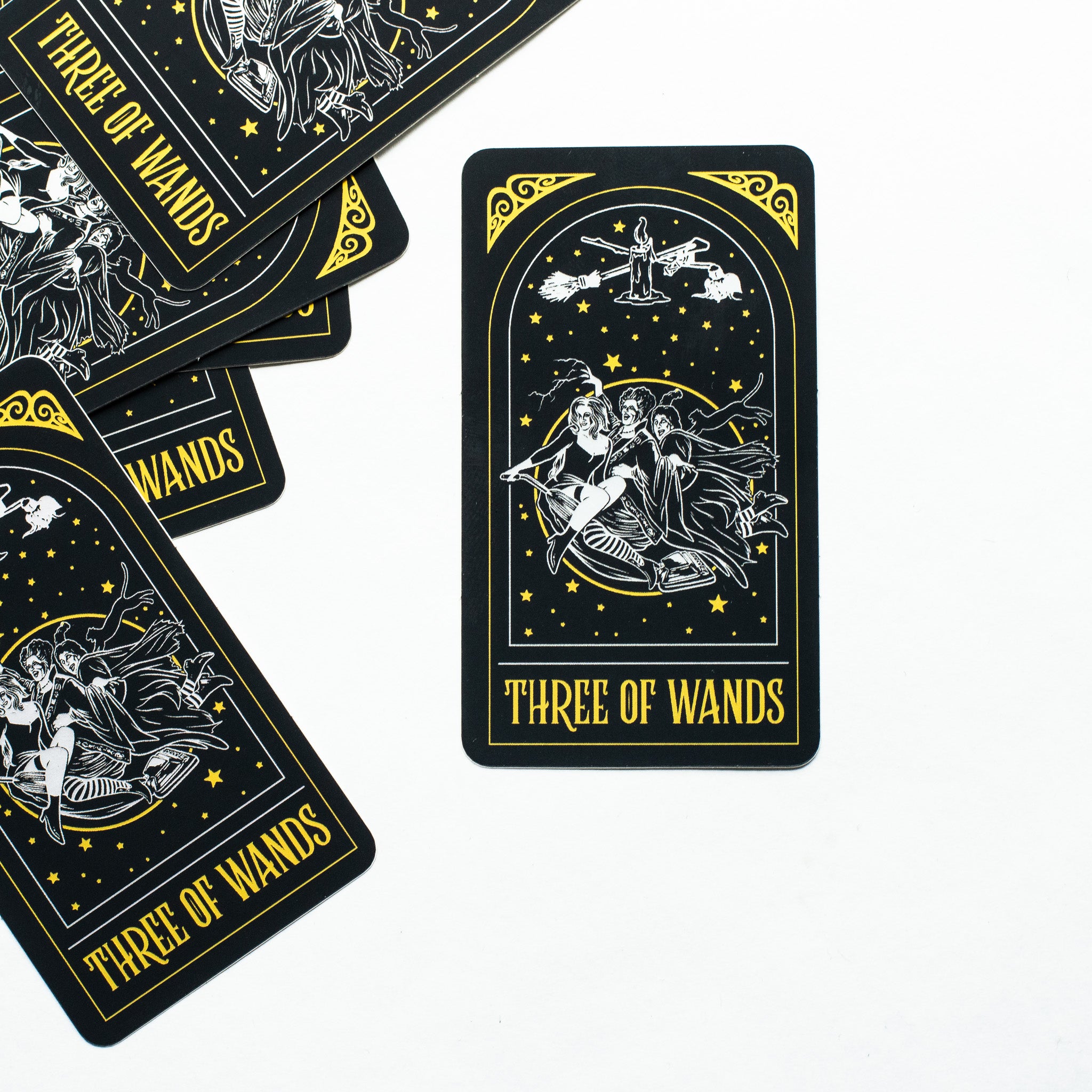 Three of Wands Matte Metallic Tarot Card Sticker